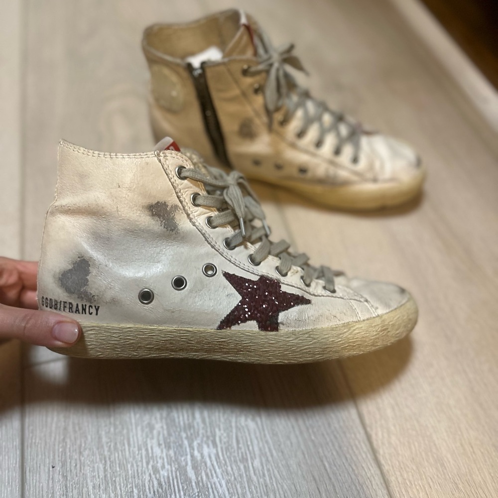 Golden Goose High-Top Sneakers - Gold and Brown - Picture 2 of 7